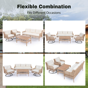 4 Pieces Patio Furniture Set with Swivel Chairs