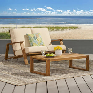 Paloma - Contemporary Loveseat And Coffee Table Set With Weather Resistant Cushions