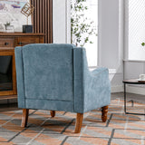 Button-Tufted Upholstered Accent Chair with Nailhead Trim and Turned Legs