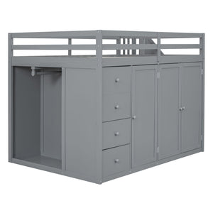 Loft Bed With Built In Wardrobes, Cabinets And Drawers