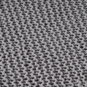 Chabani - Indoor Modern Knitted Fabric Cube Pouf Ottoman - Light Gray