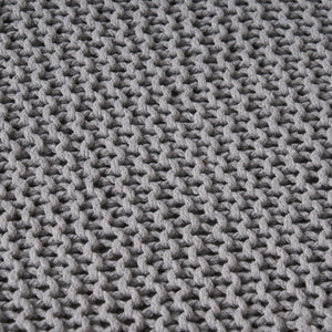 Chabani - Indoor Modern Knitted Fabric Cube Pouf Ottoman - Light Gray