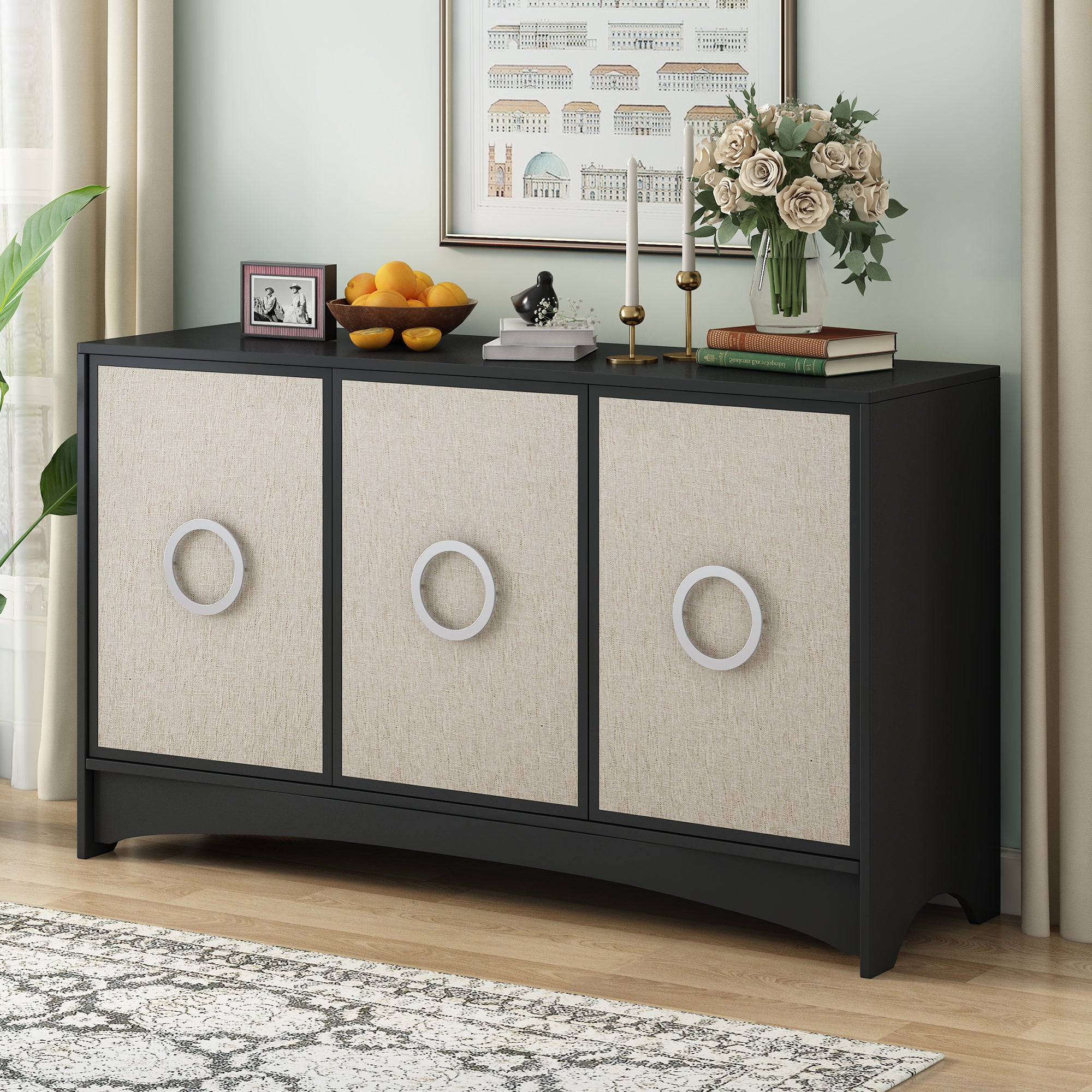 U_Style-Curved-Design-Storage-Cabinet-with-Three-Doors-and-Adjustable-shelves,-Suitable-for-Corridors,-Entrances,-Living-rooms,-and-Study-