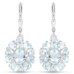 14.02 Carat Genuine Blue Topaz and White Topaz .925 Sterling Silver 3 Piece Jewelry Set (Ring, Earrings, and Pendant w/ Chain)