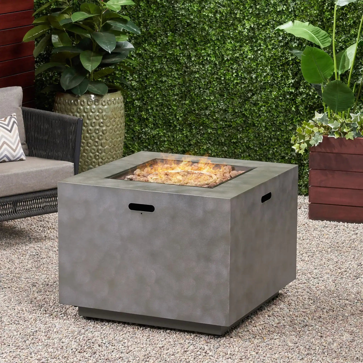 Outdoor Patio Gas Burning Fire Pit Table 50,000 BTU - Square