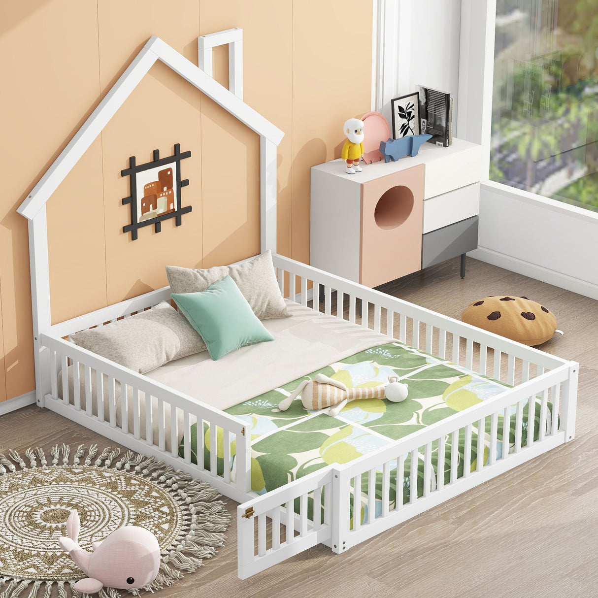House Platform Bed With Guardrail