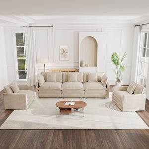 Modern Light Coffee Chenille Sofa Set of 3