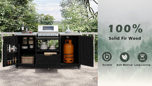 K&K 66.5' Outdoor Kitchen Island for Big Green Egg Grills