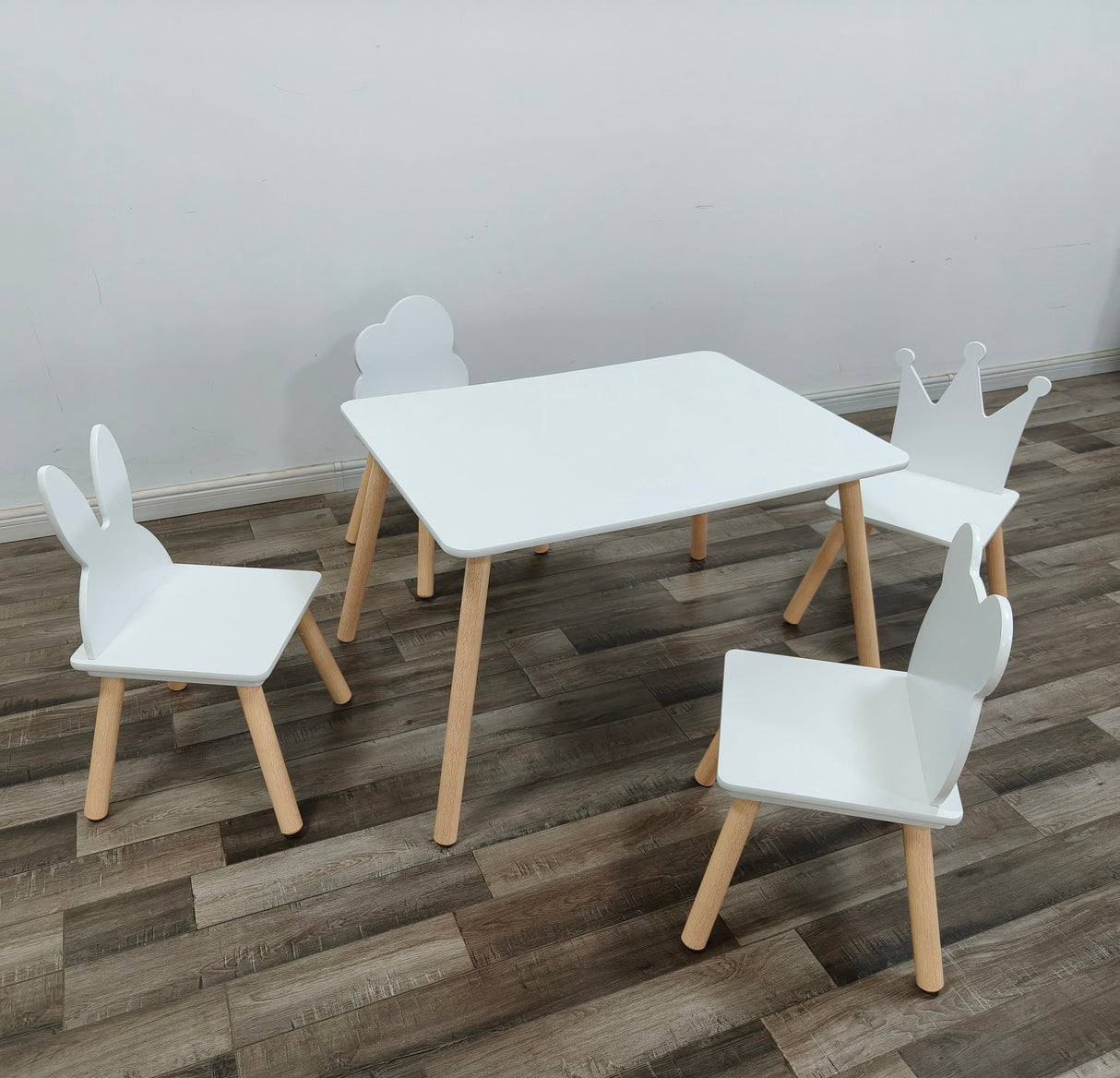 Big Kids Table and 4 Chairs Set, 5 Pieces Toddler Table and Chair Set