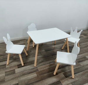 Big Kids Table and 4 Chairs Set, 5 Pieces Toddler Table and Chair Set