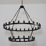 47.24 Inch Matte Black Wagon Wheel Chandelier with 36 Lights