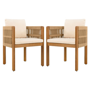 Outdoor Dining Chairs With Rope Handles (Set of 2)