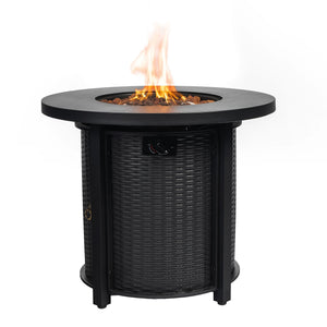 30" Propane Gas Fire Pit Table, 50000 BTU Round Steel Fire Pit
