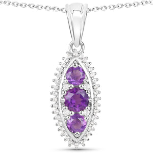 3.60 Carat Genuine Amethyst and White Topaz .925 Sterling Silver 3 Piece Jewelry Set (Ring, Earrings, and Pendant w/ Chain)