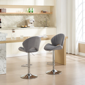 Bar Stools Set of 2 - Adjustable Barstools with Back and Footrest