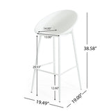 Modern Gable Outdoor Barstool Set of 2 with Weather-Resistant Plastic and Iron in White