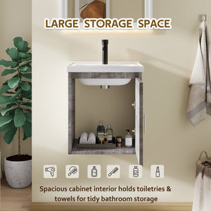 16" Floating Bathroom Vanity, Wall Mounted Plywood Cabinet