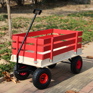Children's and Garden Wooden Carriage with All-Terrain Inflatable Wheels