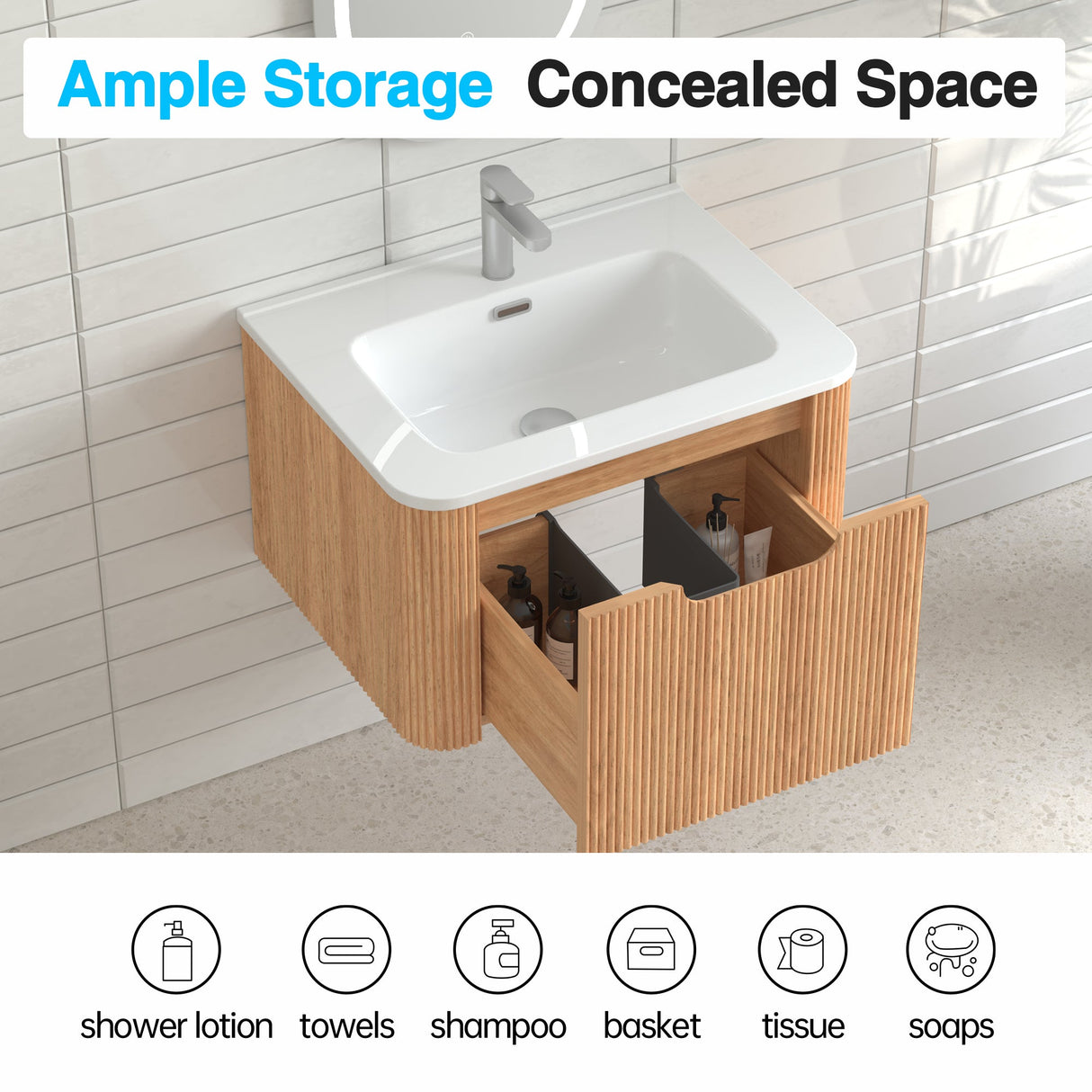 24" Wall-Mounted Floating Bathroom Vanity