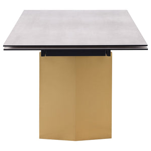 Vesa 97-inch Glass Top Extension Dining Table Beige
