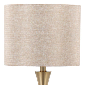 Lenuxe 24" Contemporary Metal Table Lamps in Gold with Linen Shades - Set of 2