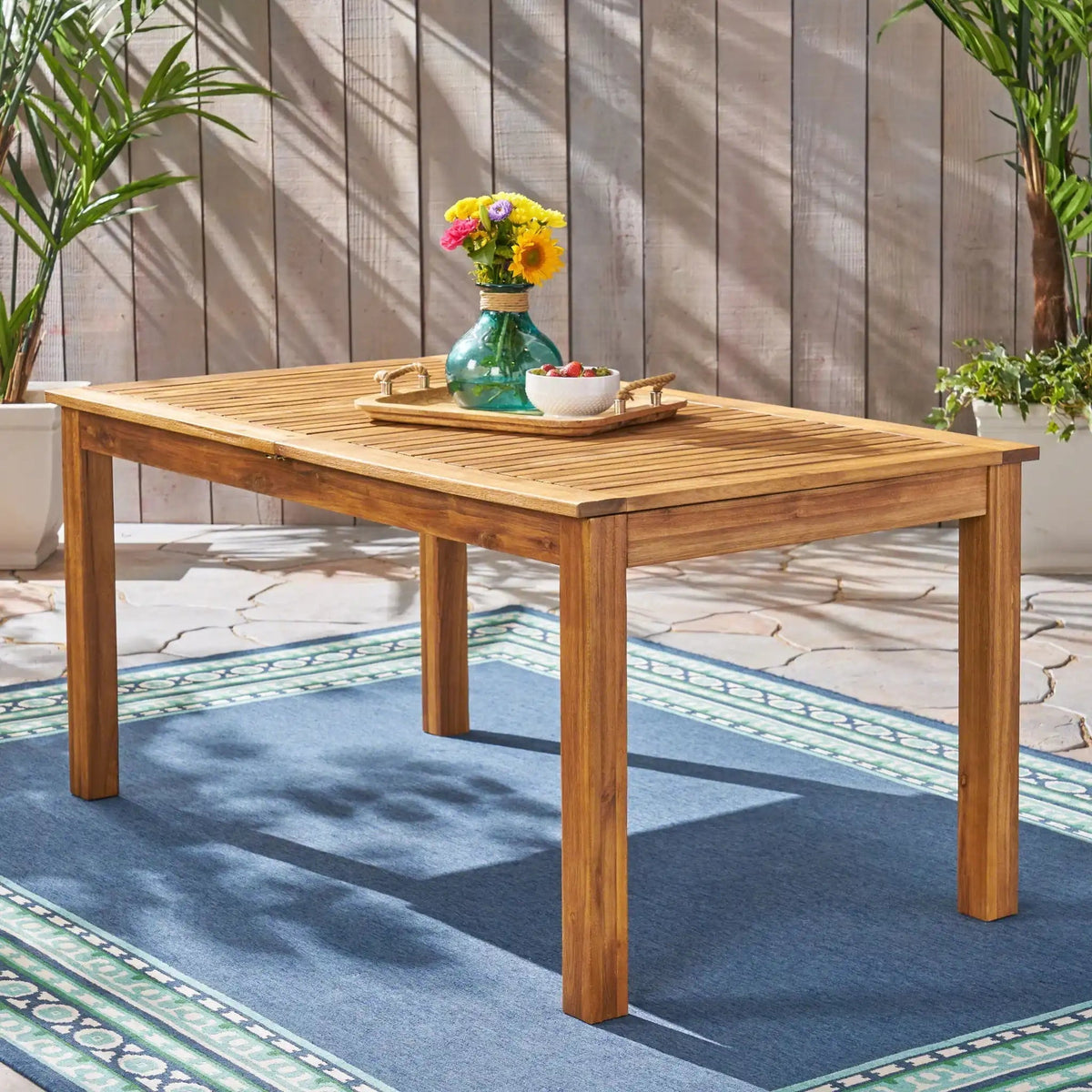 Outdoor Expandable Dining Table with Square Legs
