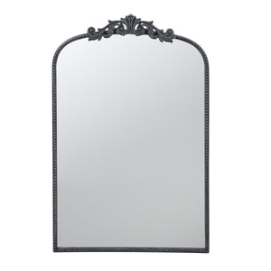 Baroque Grand Wall Mirror with Black Matte Iron Frame - Black