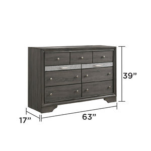 Traditional Queen 5 PC Storage Bedroom Set in Gray Wood