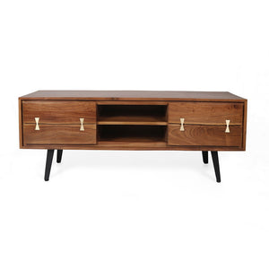 Asther Acacia Wood TV Cabinet - Natural Brown