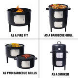 17 Inch Steel Charcoal Smoker Heavy Duty Round BBQ Grill
