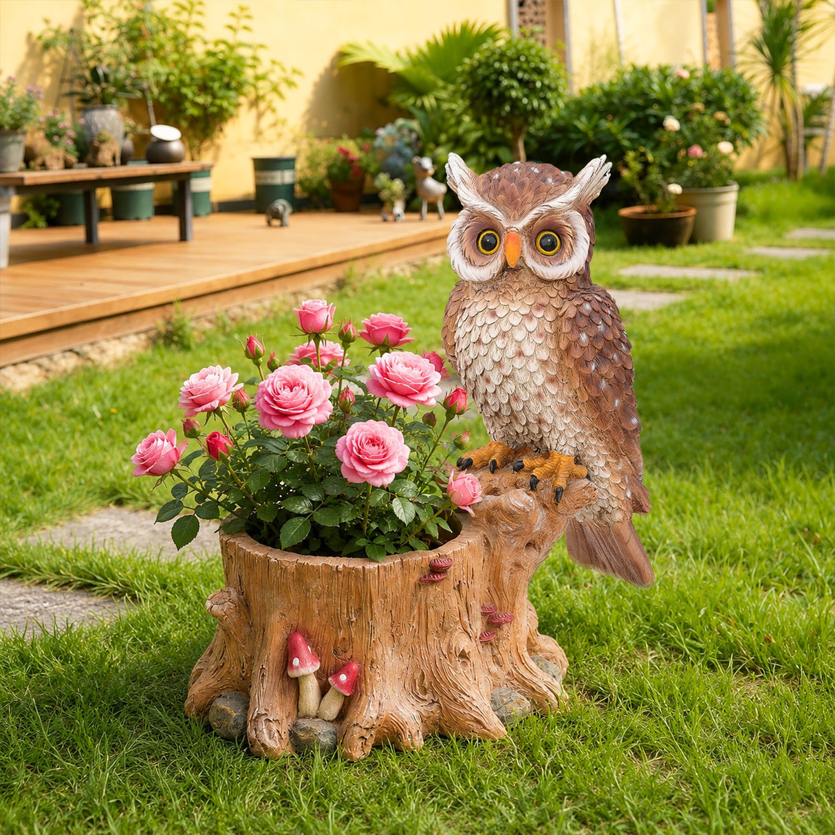 Decorative Owl Garden Planter Pot on Branch