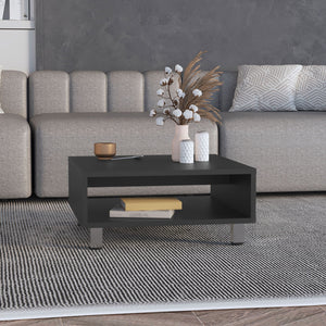 Coffee Table 1 Shelf, 4 Legs - Black