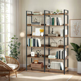 6-Tier Industrial Bookshelf With 12 Open Shelves