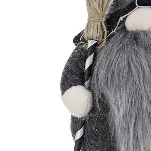 Black Halloween Gnome – 25'' Fabric Decor with Broomstick & Dangly Legs