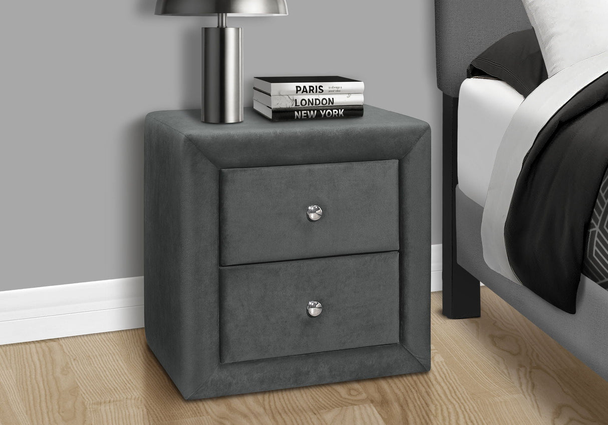 Nightstand with Storage Drawer, Upholstered, Transitional