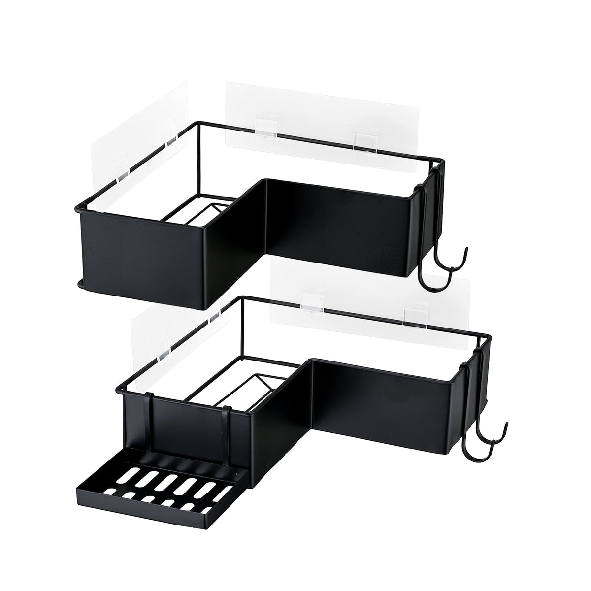 2-Pack Drill-Free Adhesive Corner Shower Caddy Organizer