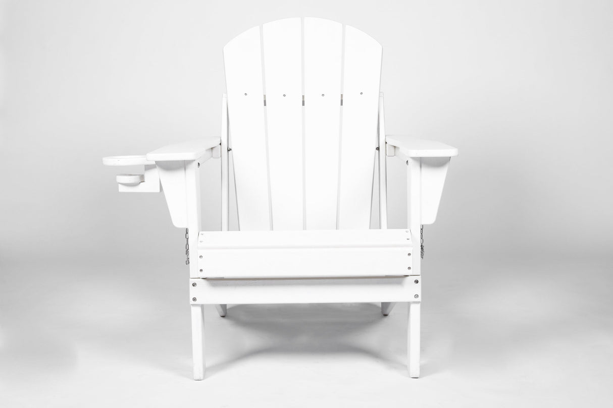 Folding adirondack chair with dual cup holders