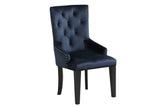 Varian II Dark Navy Velvet & Black Finish Side Chair