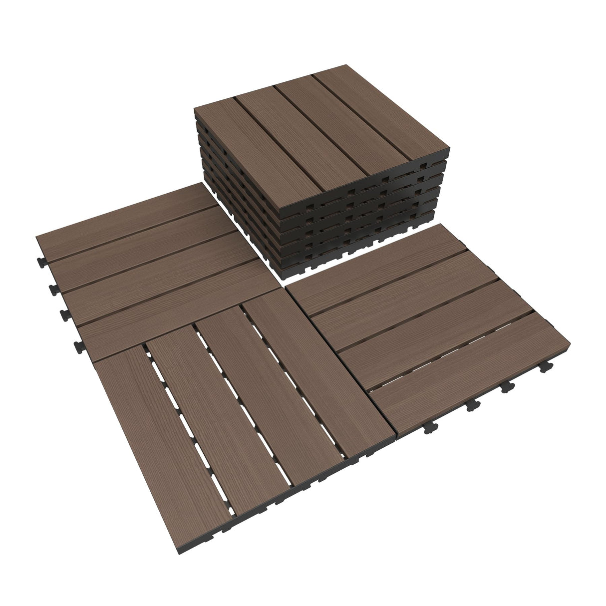 44 Pcs Interlocking Deck Tiles 12" x 12" HDPE Outdoor Flooring