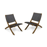 Solidago - Outdoor And Strapping Belt Folding Chairs, (Set of 2) - Black / Brown