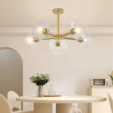 26" Modern Gold 5-Light Sputnik Chandelier with Clear Glass Shades