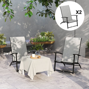 Outsunny Folding Patio Chairs Set of 2, Portable Outdoor Dining Chairs with High Back, Armrests