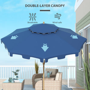Outsunny 9' Patio Umbrella with Push Button Tilt and Crank