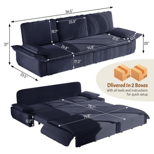 King Size Pull Out Sofa Bed, 3 In 1 Convertible Multifunctional