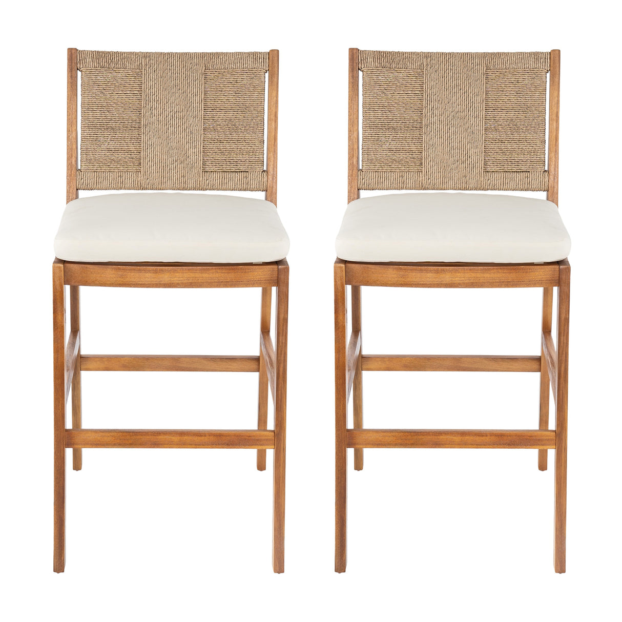 Outdoor Acacia Wood Bar Stools (Set of 2)