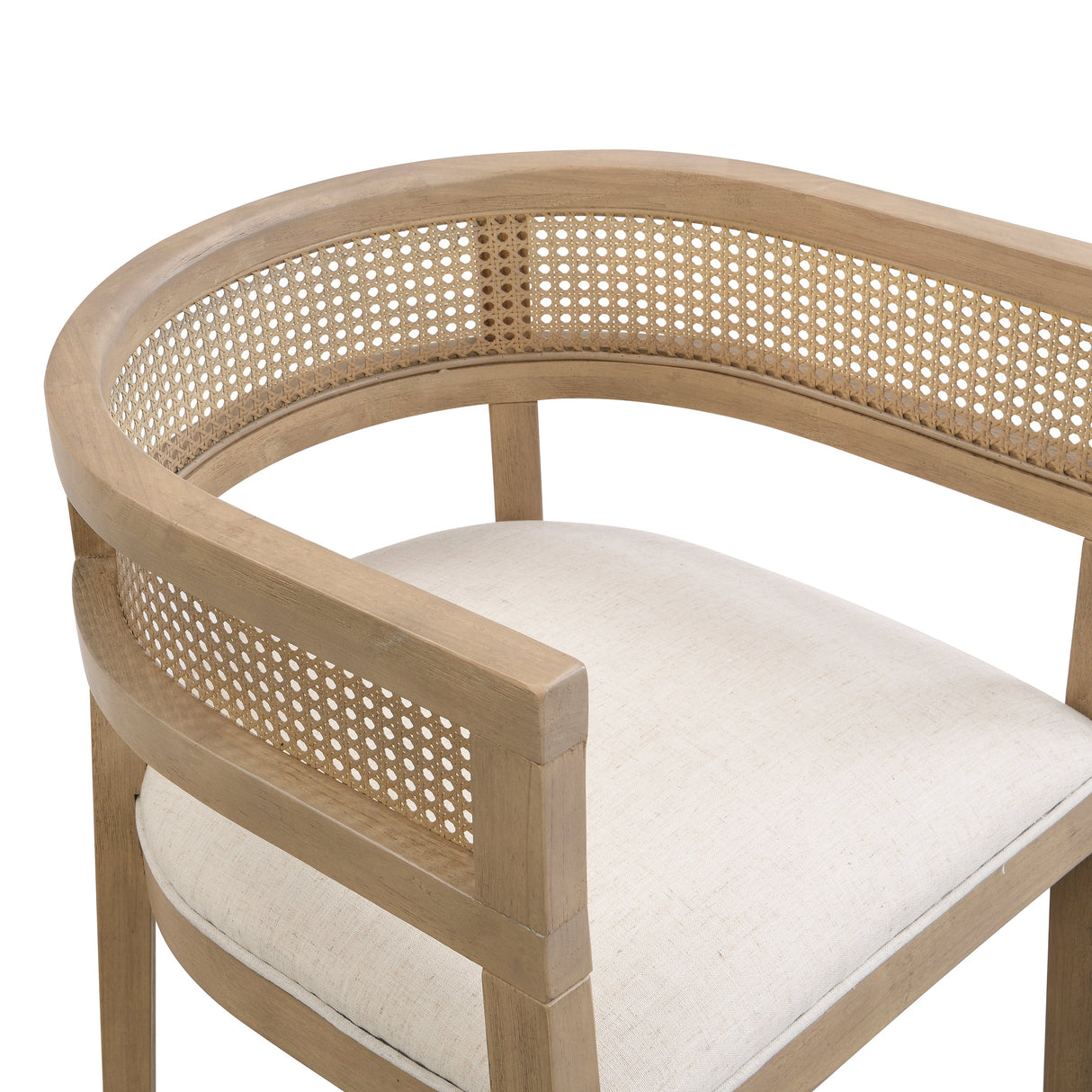 Barrel Dining Chair with Rattan Back, Set of 2