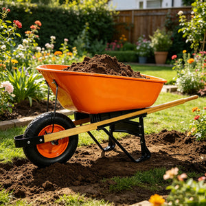 Steel Tray Wheelbarrow with Two Wheels – ABS+Steel Construction - Black or Blue