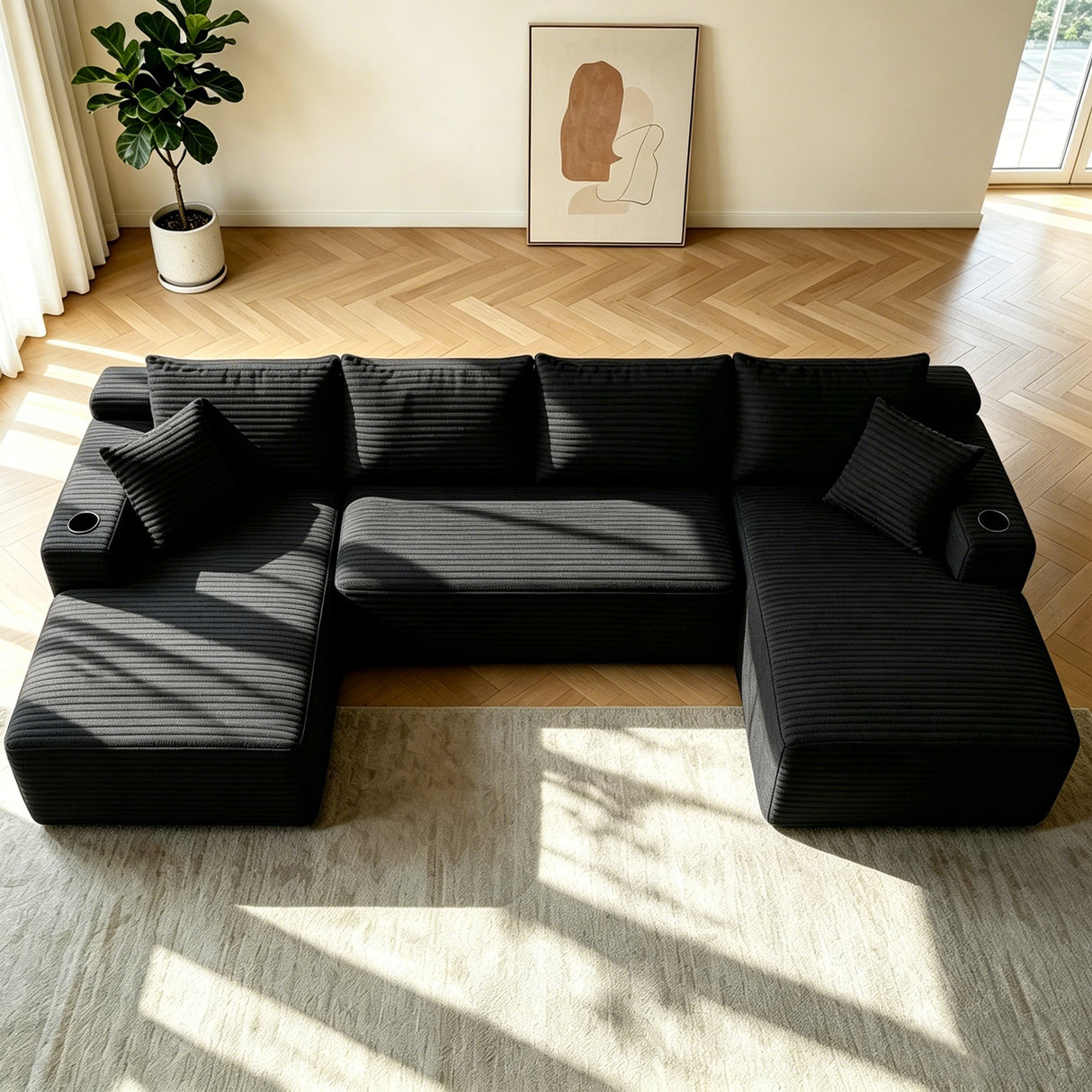134" Cloud Sectional Sofa with U-Shape Chaise