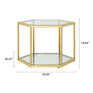 Modern Gold Stainless Steel Coffee Table with Double-Layer Tempered Glass