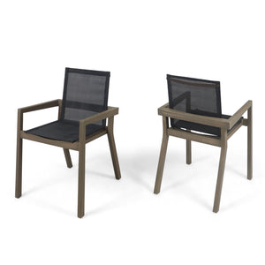 Belfast Dining Chair With Acacia Wood Frame And Seating (Set of 2)